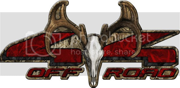 7"x14" 4x4 buck skull grassland high resolution truck bed or car side vinyl graphic decals.