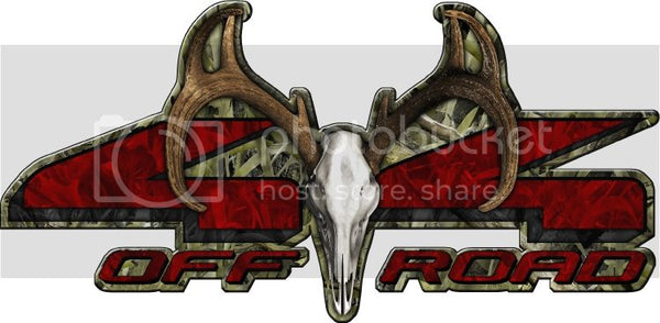 8.75"x18" 4x4 buck skull marshland high resolution truck bed or car side vinyl graphic decals.