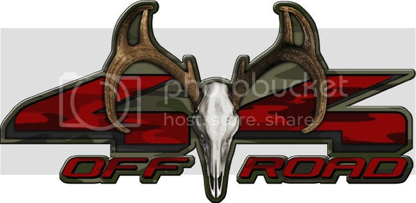 8.75"x18" 4x4 buck skull traditional green high resolution truck bed or car side vinyl graphic decals.