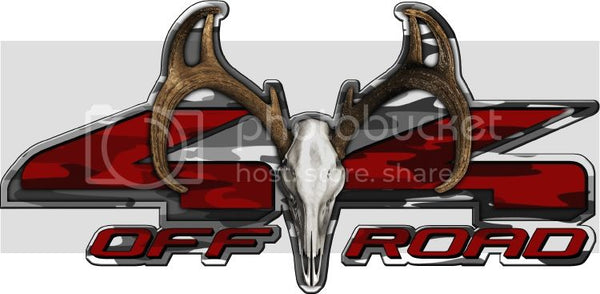 7"x14" 4x4 buck skull traditional urban high resolution truck bed or car side vinyl graphic decals.