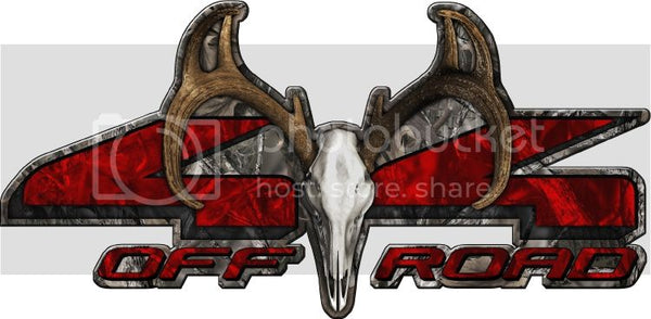 7"x14" 4x4 buck skull woodland ghost high resolution truck bed or car side vinyl graphic decals.