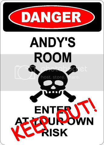 ANDY Danger enter at own risk KEEP OUT room  9" x 12" Aluminum novelty parking sign wall décor art  for indoor or outdoor use.