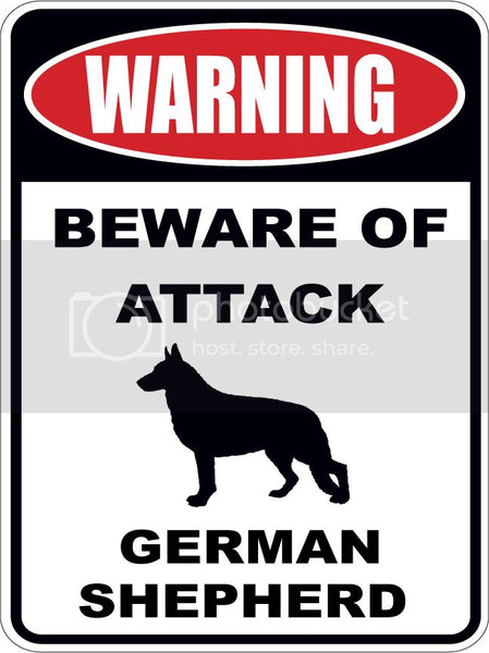 Warning Beware of ATTACK    GERMAN SHEPHERD dog lover 9"x12" aluminum novelty parking sign.