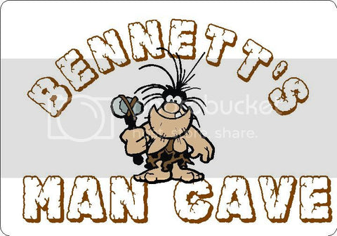 BENNETT Man Cave 9"x12" Aluminum novelty parking sign wall decor.
