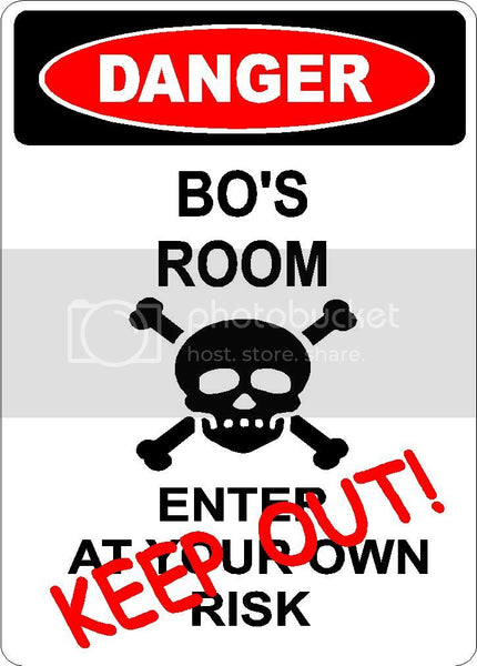 BOBBY Danger enter at own risk KEEP OUT room  9" x 12" Aluminum novelty parking sign wall décor art  for indoor or outdoor use.