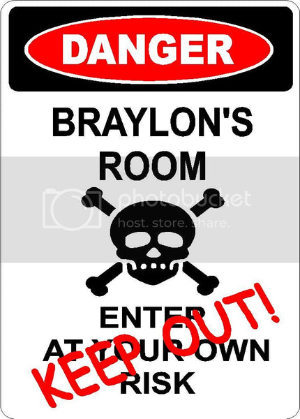 BRAYLON Danger enter at own risk KEEP OUT room  9" x 12" Aluminum novelty parking sign wall décor art  for indoor or outdoor use.