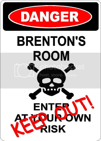 BRENTON Danger enter at own risk KEEP OUT room  9" x 12" Aluminum novelty parking sign wall décor art  for indoor or outdoor use.