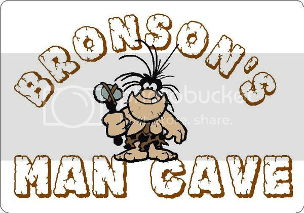 BRONSON Man Cave 9"x12" Aluminum novelty parking sign wall decor.