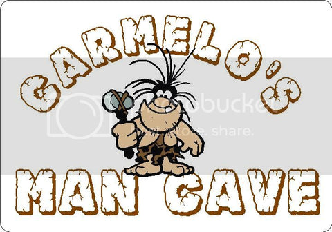 CARMELO Man Cave 9"x12" Aluminum novelty parking sign wall decor.