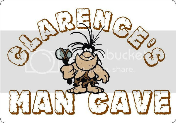 CLARENCE Man Cave 9"x12" Aluminum novelty parking sign wall decor.