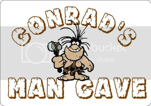 CONRAD Man Cave 9"x12" Aluminum novelty parking sign wall decor.