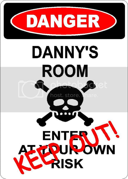 DANNY Danger enter at own risk KEEP OUT room  9" x 12" Aluminum novelty parking sign wall décor art  for indoor or outdoor use.
