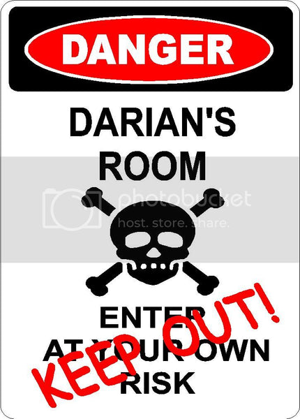 DARIAN Danger enter at own risk KEEP OUT room  9" x 12" Aluminum novelty parking sign wall décor art  for indoor or outdoor use.