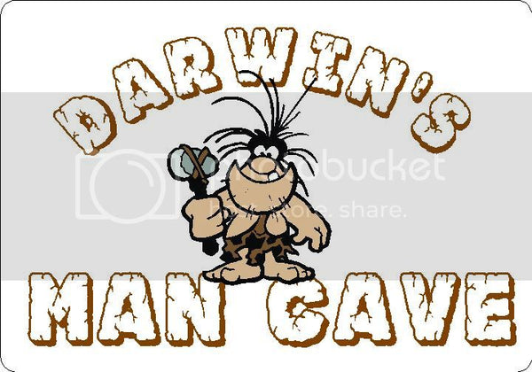 DARWIN Man Cave 9"x12" Aluminum novelty parking sign wall decor.