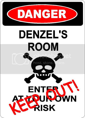 DENZEL Danger enter at own risk KEEP OUT room  9" x 12" Aluminum novelty parking sign wall décor art  for indoor or outdoor use.