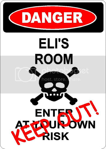 ELI Danger enter at own risk KEEP OUT room  9" x 12" Aluminum novelty parking sign wall décor art  for indoor or outdoor use.