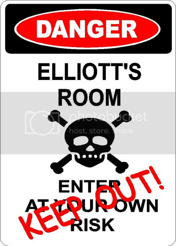 ELLIOTT Danger enter at own risk KEEP OUT room  9" x 12" Aluminum novelty parking sign wall décor art  for indoor or outdoor use.