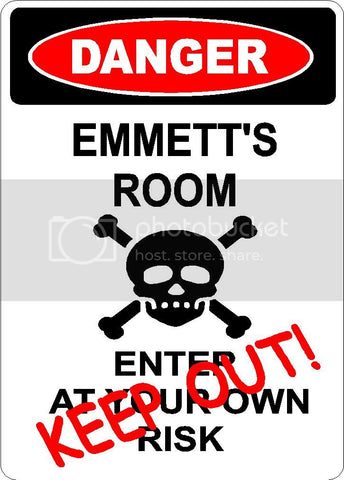 EMMETT Danger enter at own risk KEEP OUT room  9" x 12" Aluminum novelty parking sign wall décor art  for indoor or outdoor use.