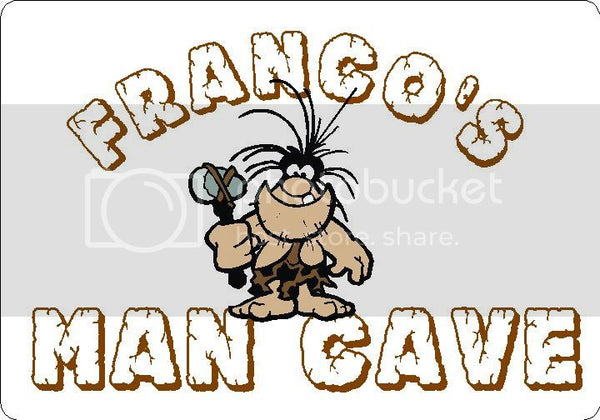 FRANCO Man Cave 9"x12" Aluminum novelty parking sign wall decor.