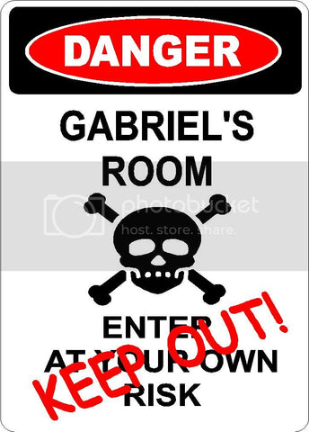 GABRIEL Danger enter at own risk KEEP OUT room  9" x 12" Aluminum novelty parking sign wall décor art  for indoor or outdoor use.