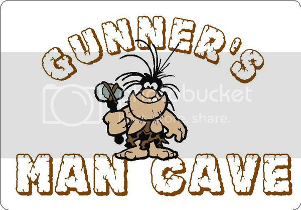 GUNNER Man Cave 9"x12" Aluminum novelty parking sign wall decor.