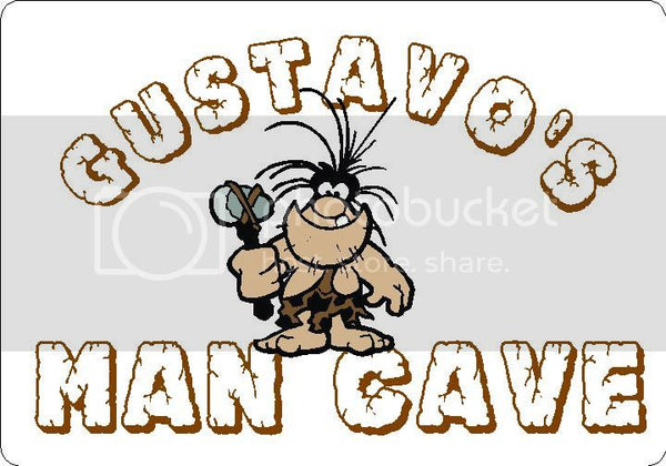 GUSTAVO Man Cave 9"x12" Aluminum novelty parking sign wall decor.