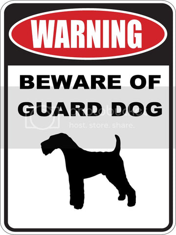 9"X12" WARNING BEWARE OF GUARD DOG   AIREDALE TERRIER  dog lover aluminum novelty street sign.