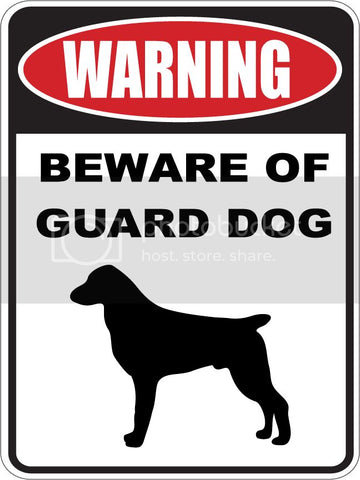 9"X12" WARNING BEWARE OF GUARD DOG   BRITTANY   dog lover aluminum novelty street sign.