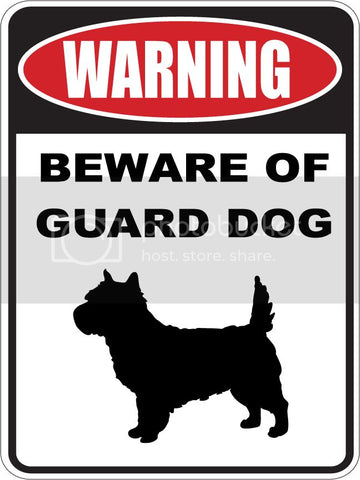 9"X12" WARNING BEWARE OF GUARD DOG   CAIRN TERRIER   dog lover aluminum novelty street sign.