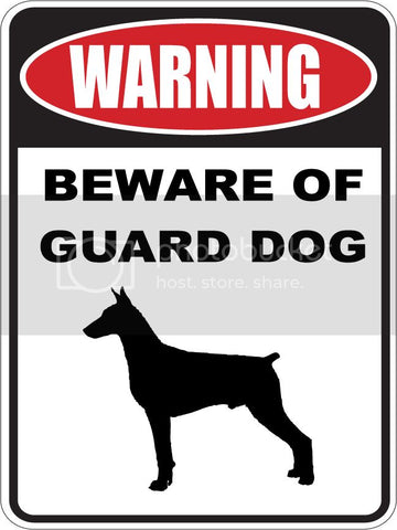 9"X12" WARNING BEWARE OF GUARD DOG   DOBERMAN PINSCHER  dog lover aluminum novelty street sign.