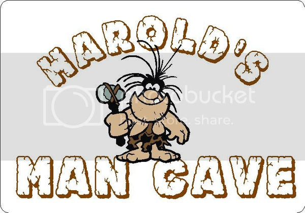 HAROLD Man Cave 9"x12" Aluminum novelty parking sign wall decor.