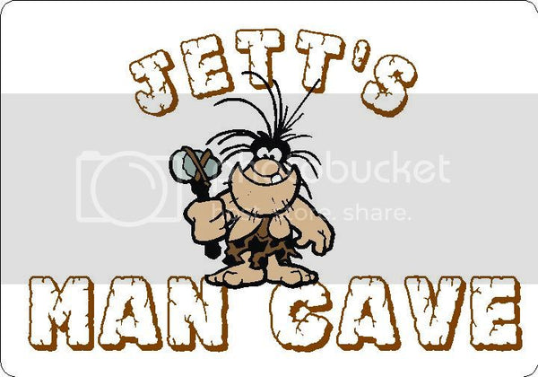 JETT Man Cave 9"x12" Aluminum novelty parking sign wall decor.