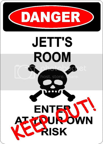 JETT Danger enter at own risk KEEP OUT room  9" x 12" Aluminum novelty parking sign wall décor art  for indoor or outdoor use.