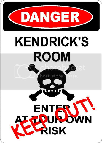 KENDRICK Danger enter at own risk KEEP OUT room  9" x 12" Aluminum novelty parking sign wall décor art  for indoor or outdoor use.