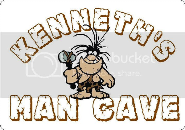 KENNETH Man Cave 9"x12" Aluminum novelty parking sign wall decor.