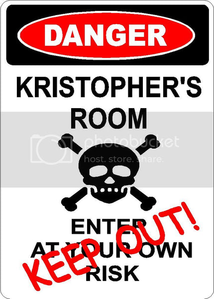 KRISTOPHER Danger enter at own risk KEEP OUT room  9" x 12" Aluminum novelty parking sign wall décor art  for indoor or outdoor use.