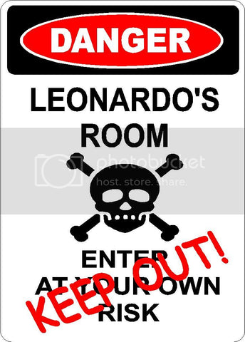 LEON Danger enter at own risk KEEP OUT room  9" x 12" Aluminum novelty parking sign wall décor art  for indoor or outdoor use.