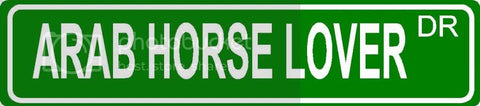 ARAB HORSE LOVER Green 4" x 18" ALUMINUM animal novelty street sign great for indoor or outdoor long term use.