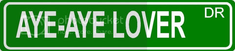 AYE-AYE LOVER Green 4" x 18" ALUMINUM animal novelty street sign great for indoor or outdoor long term use.