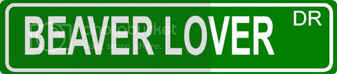 BEAVER LOVER Green 4" x 18" ALUMINUM animal novelty street sign great for indoor or outdoor long term use.