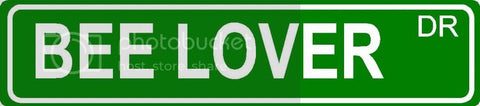 BEE LOVER Green 4" x 18" ALUMINUM animal novelty street sign great for indoor or outdoor long term use.