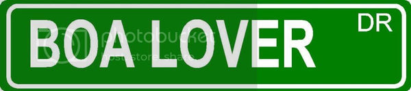 BOA LOVER Green 4" x 18" ALUMINUM animal novelty street sign great for indoor or outdoor long term use.