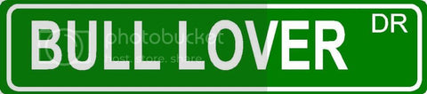 BULL LOVER Green 4" x 18" ALUMINUM animal novelty street sign great for indoor or outdoor long term use.