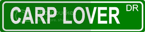 CARP LOVER Green 4" x 18" ALUMINUM animal novelty street sign great for indoor or outdoor long term use.