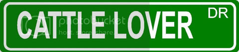 CATTLE LOVER Green 4" x 18" ALUMINUM animal novelty street sign great for indoor or outdoor long term use.