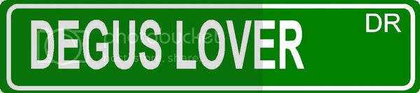 DEGUS LOVER Green 4" x 18" ALUMINUM animal novelty street sign great for indoor or outdoor long term use.