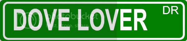 DOVE LOVER Green 4" x 18" ALUMINUM animal novelty street sign great for indoor or outdoor long term use.