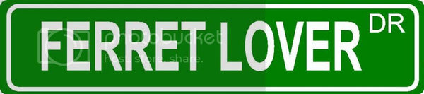 FERRET LOVER Green 4" x 18" ALUMINUM animal novelty street sign great for indoor or outdoor long term use.