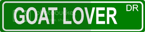 GOAT LOVER Green 4" x 18" ALUMINUM animal novelty street sign great for indoor or outdoor long term use.