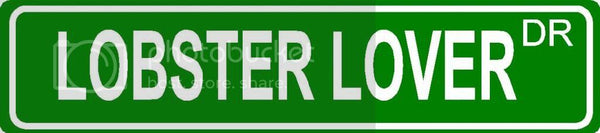 LOBSTER LOVER Green 4" x 18" ALUMINUM animal novelty street sign great for indoor or outdoor long term use.